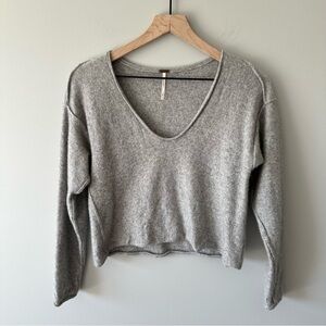 Free People womens cashmere silk sweater heather gray long sleeve cropped S